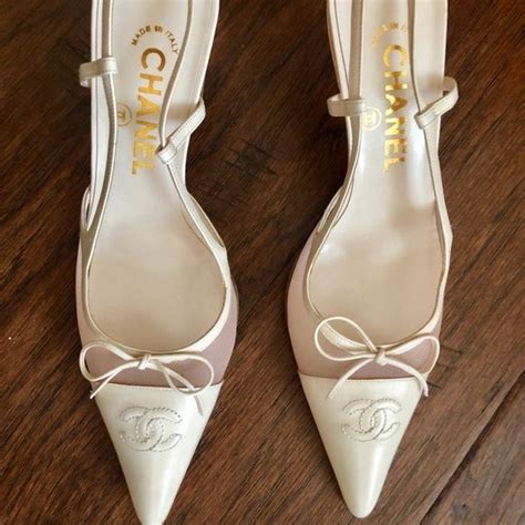 chanel kitten heel slingback|vintage Chanel slingback heels.